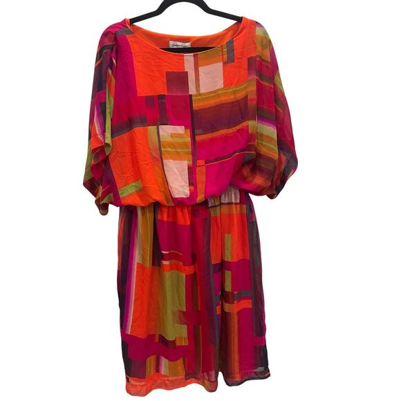 Shelby & Palmer Dresses & Skirts - Shelby & Palmer Vibrant Geometric Blouson Dress 20WP